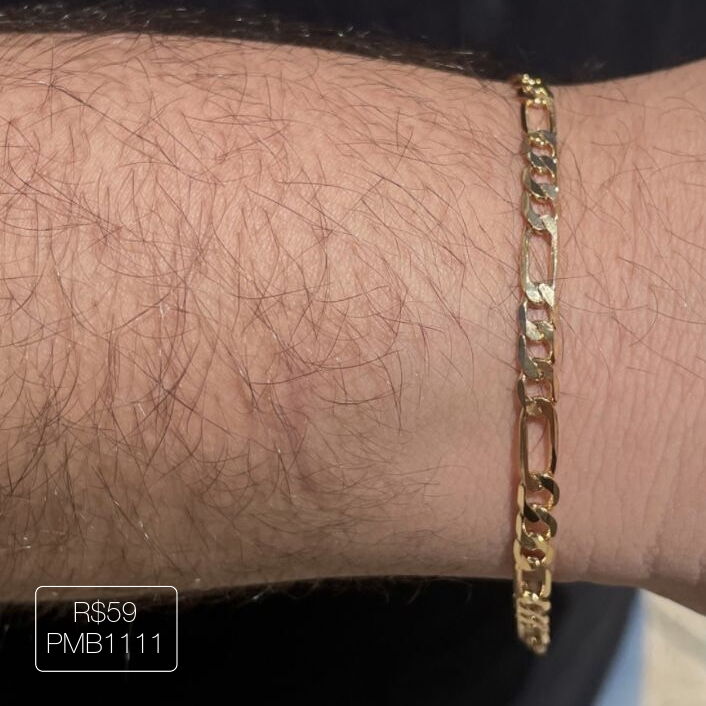 Pulseira Masculina Elo M 3X1 Dourada